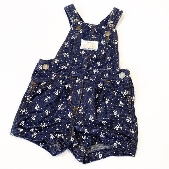 Carter's Baby Girl Denim Floral Overalls - 6 Months - Picture 1 of 7